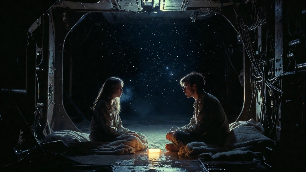 Liora und Arin im Sternenlicht der Wartungsbucht